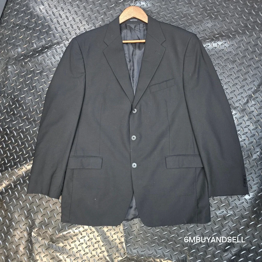 Ralph Lauren Mens 44R Black Wool Blazer 3-Button Sport Coat Made in Canada 44 R